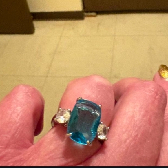 New Aquamarine And Topaz Marquise 925 Silver Luxury Ring - Picture 2 of 3